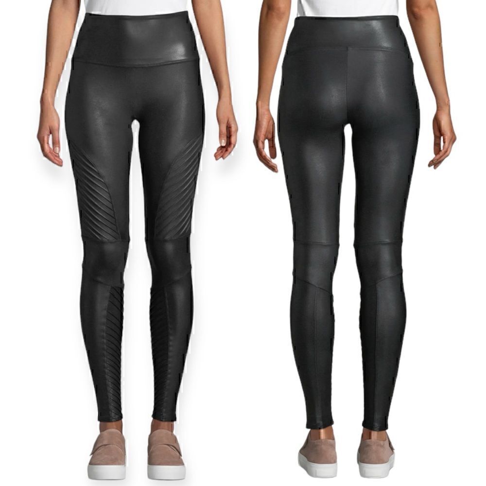 SPANX Faux Leather Moto Leggings Size Medium‎